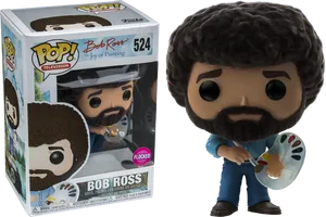 Bob Ross Funko Pop Figure PNG Image