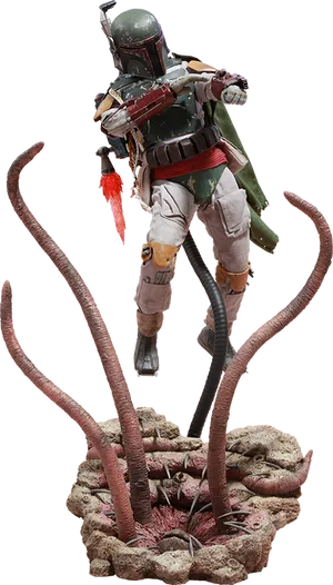 Boba Fett Escaping Sarlacc Pit PNG Image