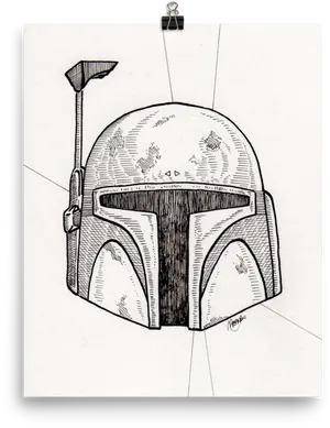 Boba Fett Helmet Sketch PNG Image