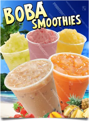 Boba Smoothies Variety PNG Image