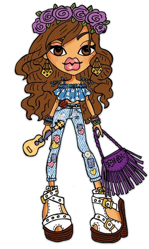 Boho Chic Bratz Doll PNG Image