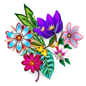 Boho Flowers B PNG Image