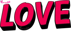 Bold Red Love Text PNG Image