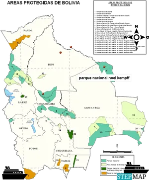 Bolivia Protected Areas Map PNG Image