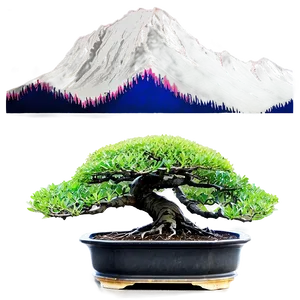 Bonsai Tree With Mountain Background Png Qag55 PNG Image