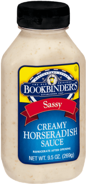 Bookbinders Creamy Horseradish Sauce Jar PNG with transparent background