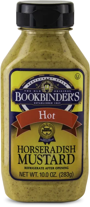 Bookbinders Hot Horseradish Mustard Bottle PNG Image