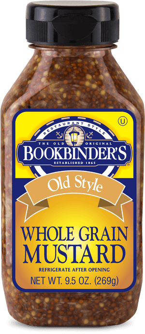 Bookbinders Old Style Whole Grain Mustard Bottle PNG with transparent background
