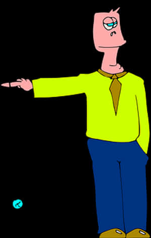 Bored Cartoon Man Pointing PNG image with transparent background