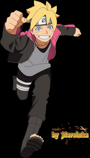 Boruto Uzumaki Action Pose PNG image with transparent background