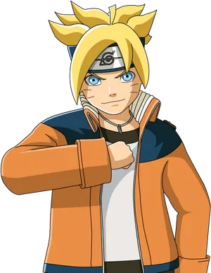 Boruto Uzumaki Confident Stance PNG Image