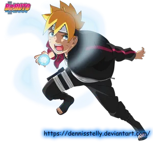 Boruto Uzumaki Rasengan Preparation PNG Image