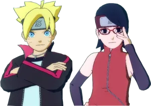 Borutoand Sarada Pose Together PNG Image