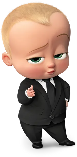 Boss Babyin Black Suit PNG Image