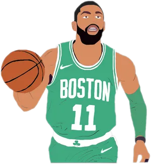 Boston Basketball Player Illustration PNG Image