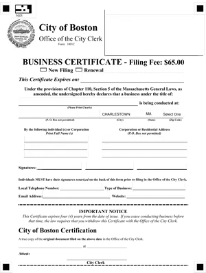 Boston Business Certificate Template PNG Image