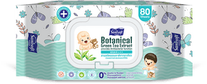 Sanisoft Baby Wipes Botanical Green Tea Extract - Wet Wipe, HD Png Download PNG with transparent background