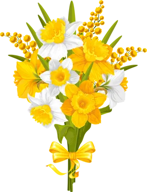 Bouquet_of_ Yellow_and_ White_ Daffodils PNG Image