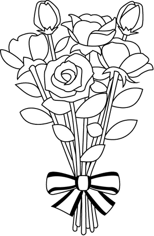 Bouquetof Roses Line Art PNG with transparent background