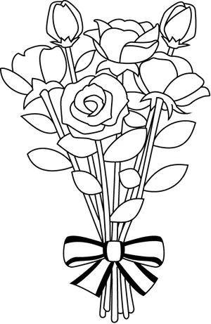 Bouquetof Roses Line Art PNG Image