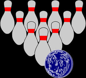 Bowling Pinsand Ball Illustration PNG image with transparent background