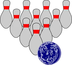 Bowling Pinsand Ball Illustration PNG Image