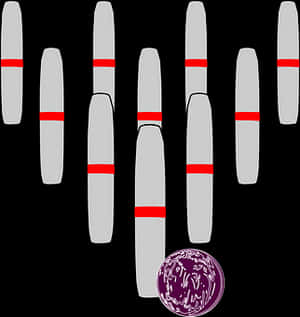 Bowling Pinsand Ball Setup PNG image with transparent background