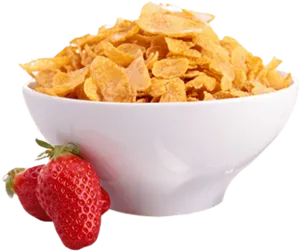 Bowlof Cornflakeswith Strawberry PNG Image