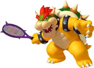 Bowser Playing Tennis PNG Image