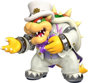 Bowserin White Suit3 D Render PNG Image