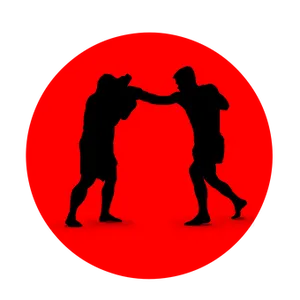 Boxing Silhouettes Red Background PNG Image