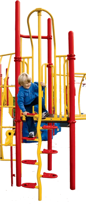 Boy Climbing Playground Equipment PNG Image