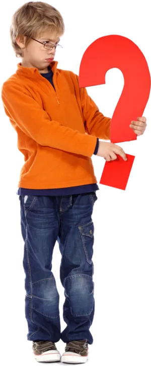 Boy Holding Question Mark PNG Image