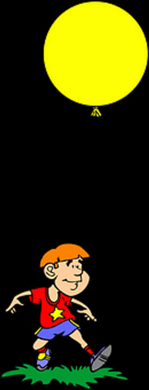 Boy With Yellow Balloon At Night PNG image with transparent background