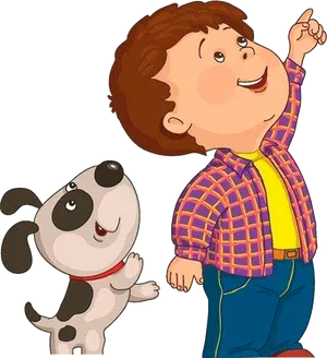 Boyand Dog Cartoon PNG Image