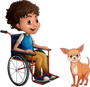 Boyin Wheelchairwith Chihuahua PNG Image