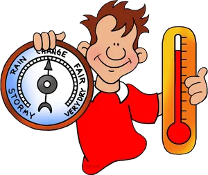 Boywith Barometerand Thermometer PNG Image