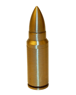 Brass Bullet Against Gray Background PNG with transparent background