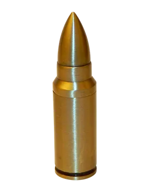 Brass Bullet Against Gray Background PNG Image