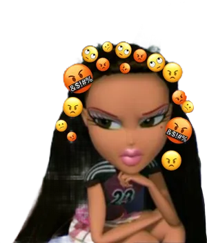 Bratz Doll With Emoji Halo PNG Image