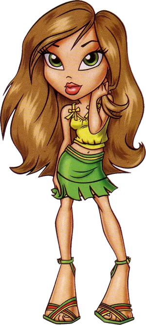 Bratz Dollin Green Outfit PNG Image