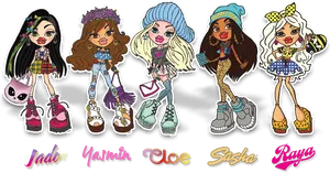 Bratz Dolls Lineup PNG Image