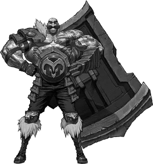 Braum Blackand White Sketch PNG Image