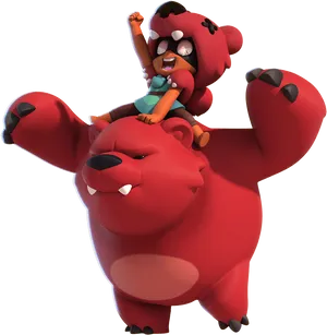 Brawl Stars Nitaand Bear Character Render PNG Image