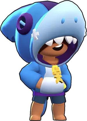 Brawl Stars Shark Hoodie Character PNG Image