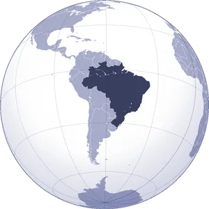Brazil Highlightedon Global Map PNG Image