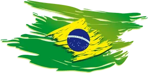 Brazilian Flag Artistic Brush Stroke PNG Image