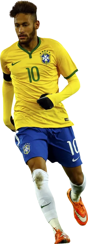 Brazilian Soccer Playerin Action PNG Image