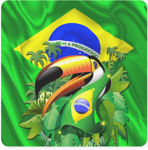 Brazil Flag With Toco Toucan Square Coaster - Flag Of Brazil, HD Png Download PNG image with transparent background