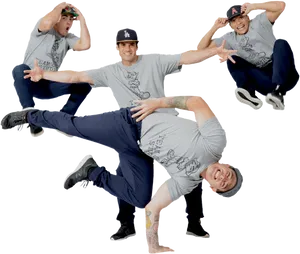 Breakdancer Multiple Poses Composite PNG Image